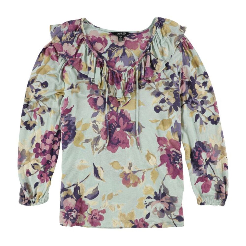Ralph Lauren Womens Plus Size Floral Ruffled Blouse, NWT - Picture 1 of 2